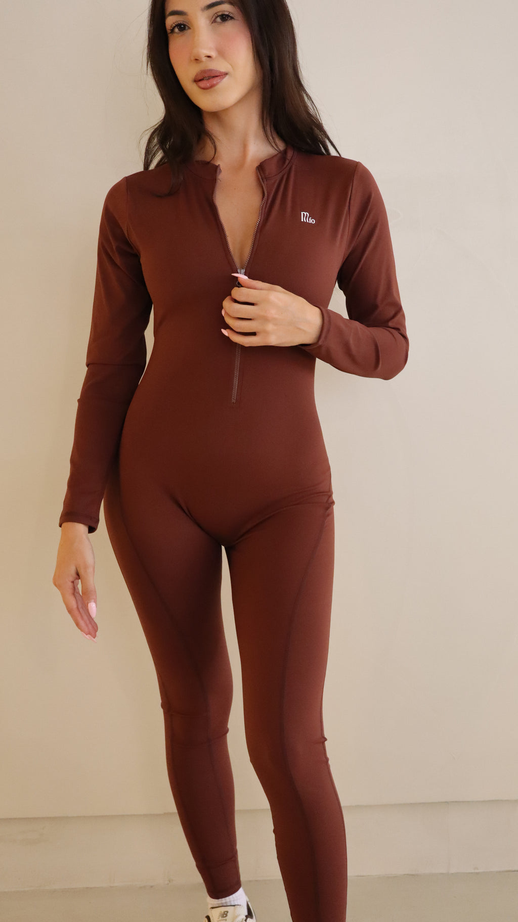 Sleek Long Sleeve Jumpsuit Brown
