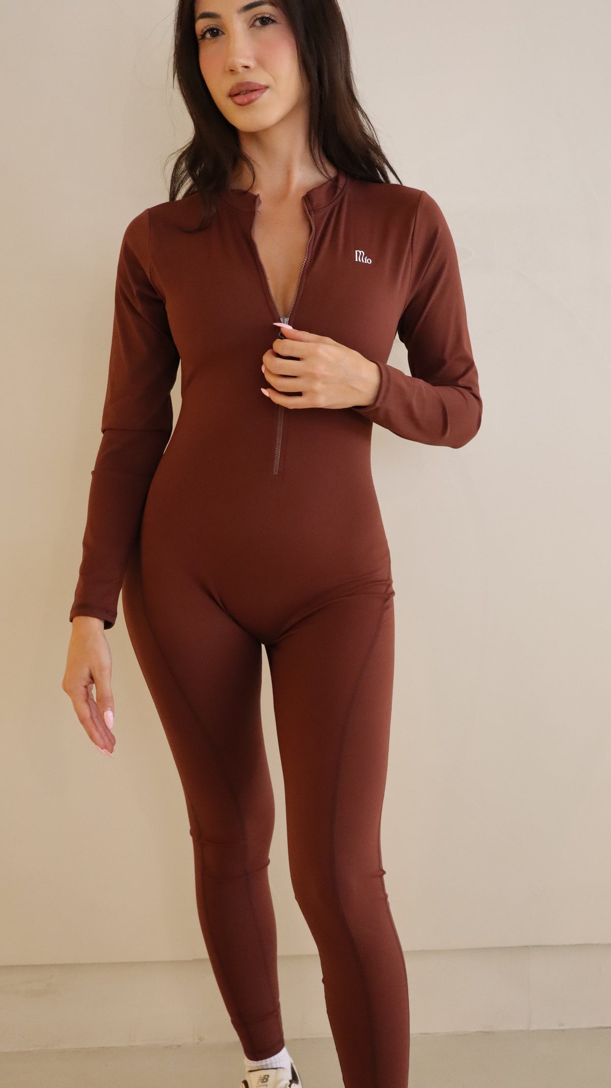 Sleek Long Sleeve Jumpsuit Brown