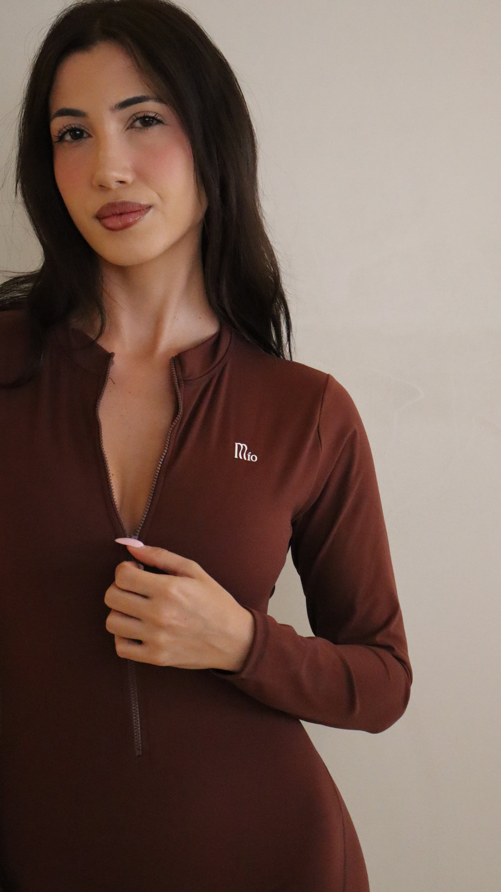 Sleek Long Sleeve Jumpsuit Brown