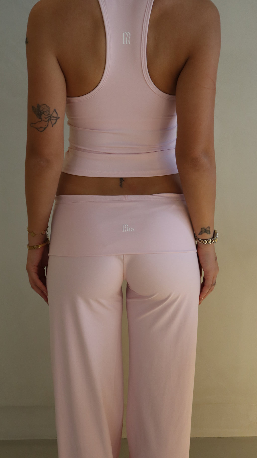 Ribbed Strap Pants Baby Pink
